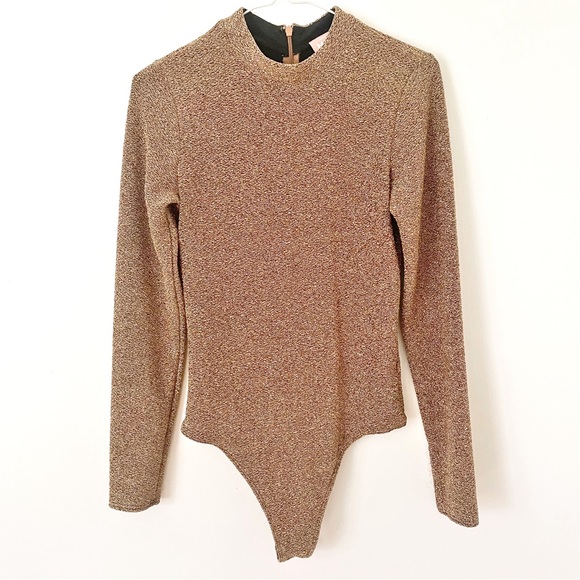 NWOT SHOW ME YOUR
MUMU Party Time Bodysuit in Gold Shinny Shine size L - Picture 9 of 13